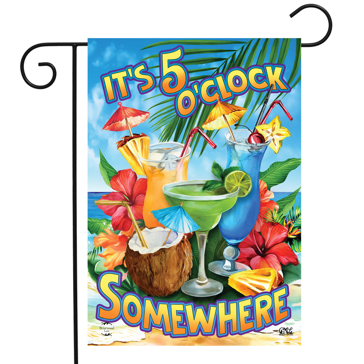 5 O' Clock Cocktails Garden Flag