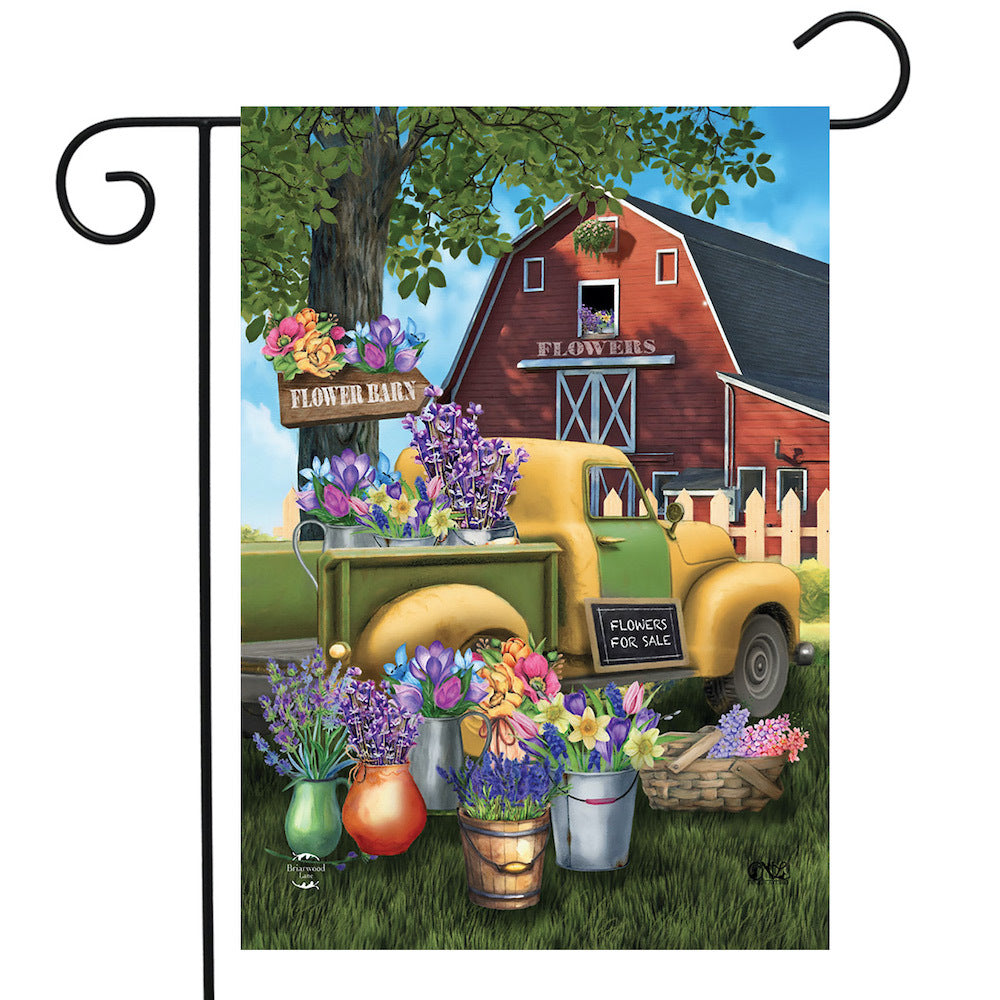 Flower Barn Garden Flag