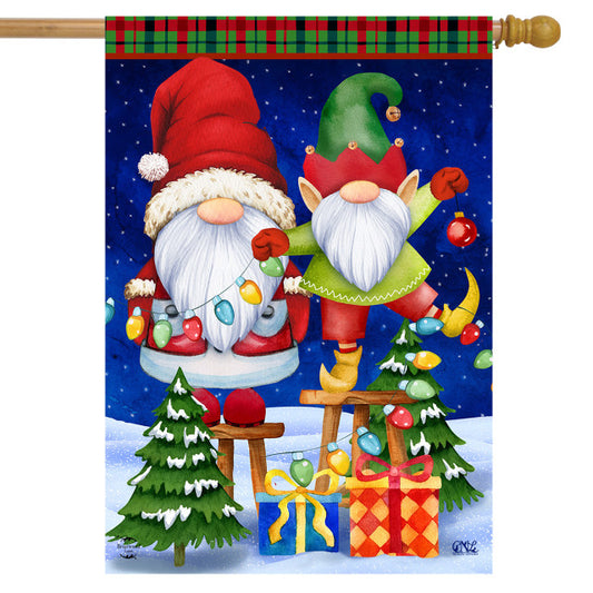 Christmas Gnomes House Flag