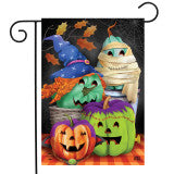 Costumed Pumpkins Garden Flag