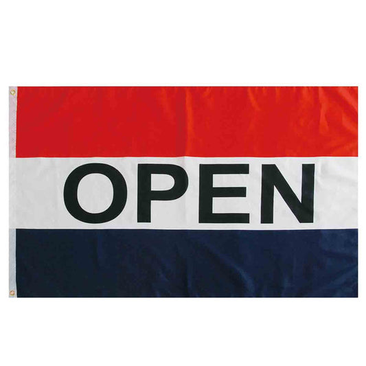 OPEN Red White and Blue Flag with Gromets