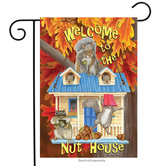 Welcome to the Nuthouse Fall Garden Flag