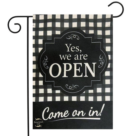 Yes We Are Open Come On In Burlap Garden Flag