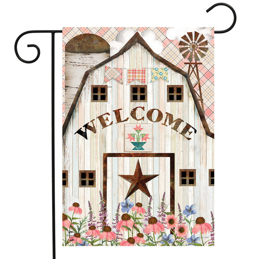 Barn in Bloom Primitive Garden Flag