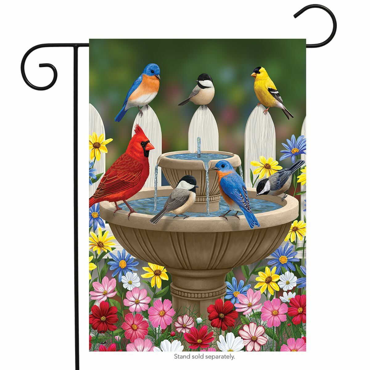Bird Bath Gathering Garden Flag