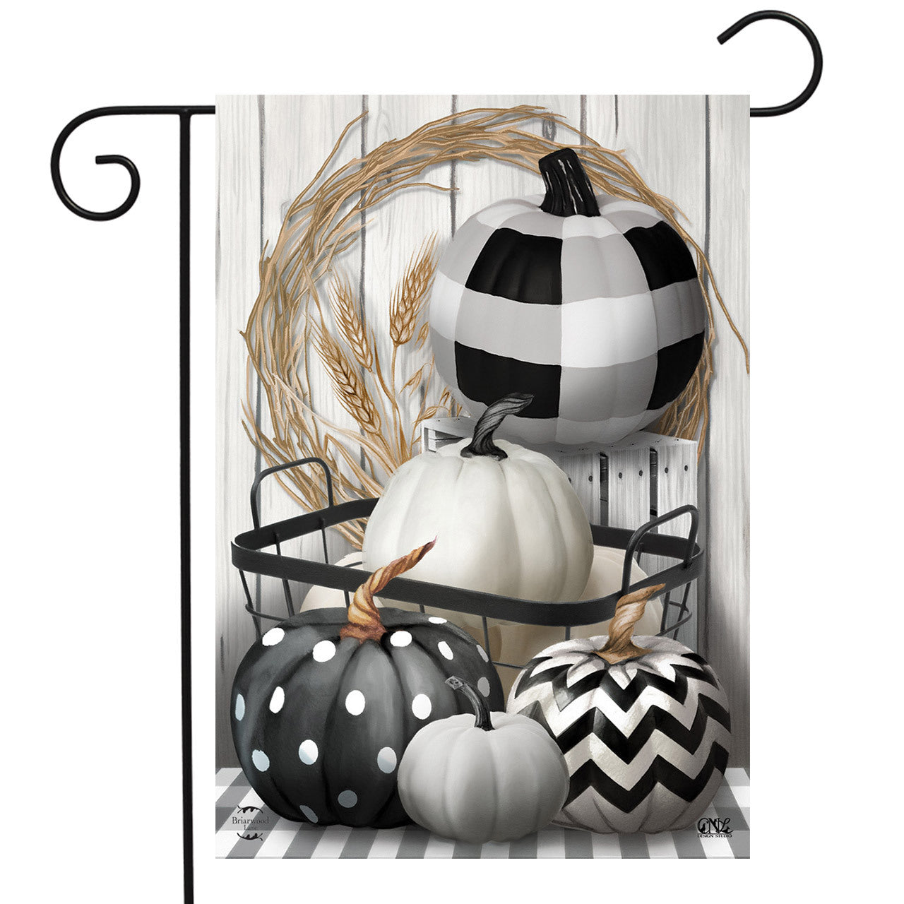 Black and White Pumpkins Garden Flag