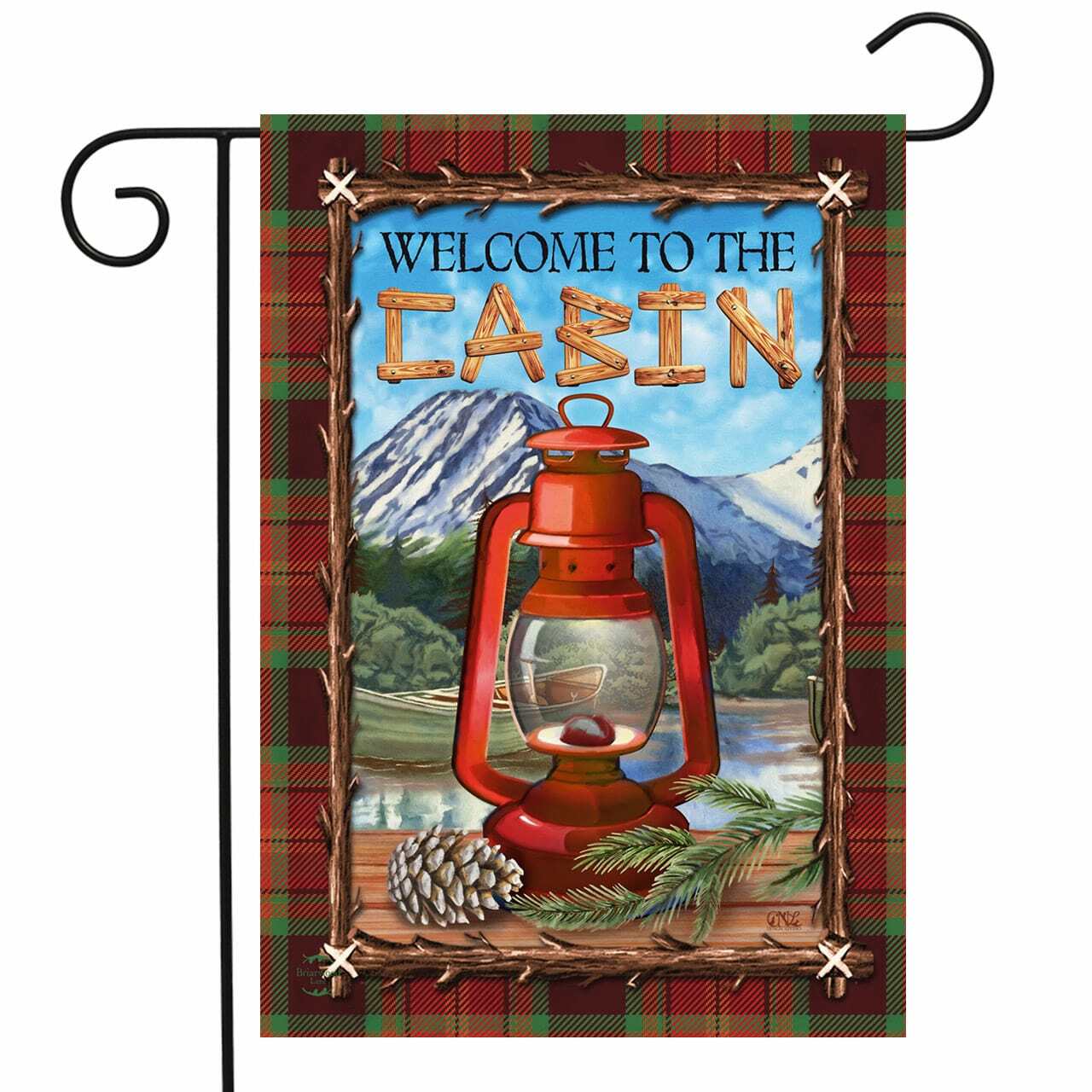 Cabin Lantern Garden Flag