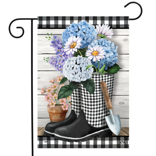 Checkered Garden Boots Garden Flag