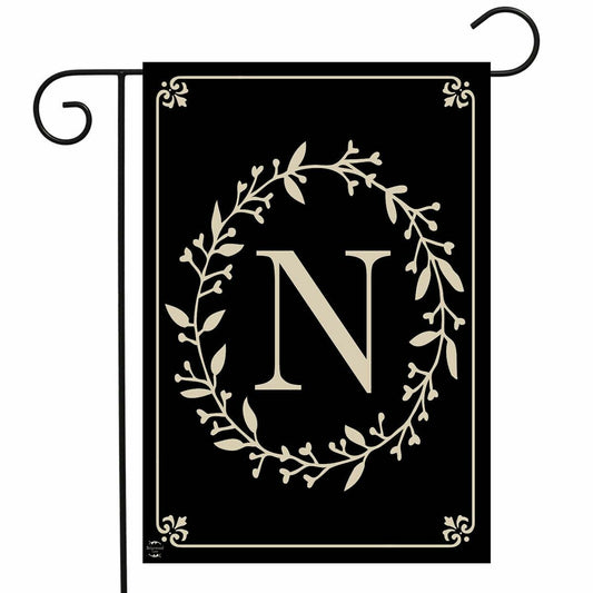 Classic Monogram Letter N Garden Flag