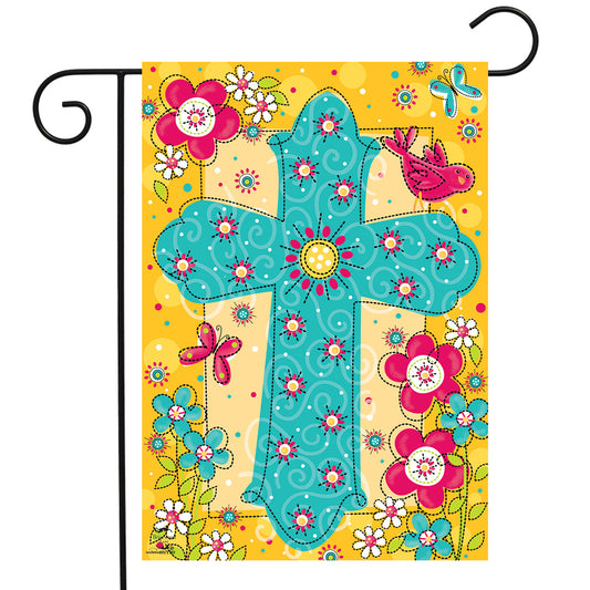 Colorful Cross Garden Flag