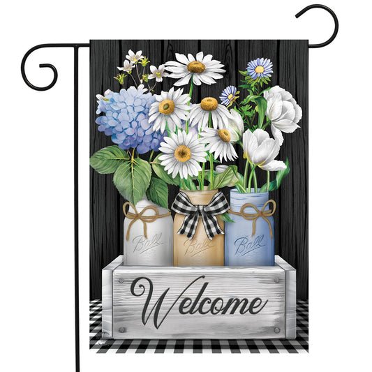 Crated Mason Jars Garden Flag