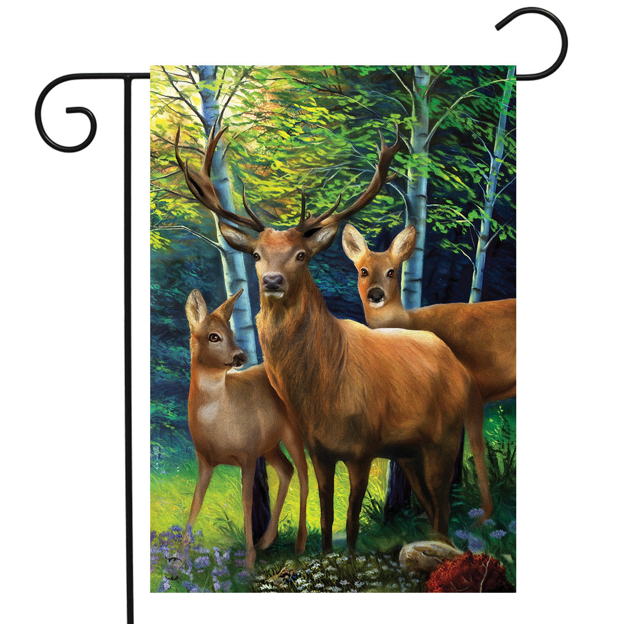 Deer Family Garden Flag
