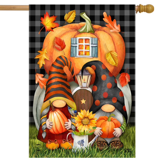 Fall Gnome Home House Flag