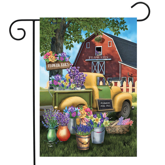 Flower Barn Garden Flag