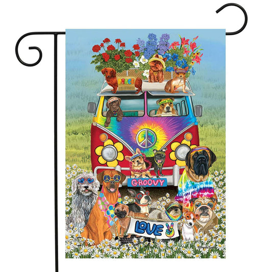 Groovy Pups Garden Flag