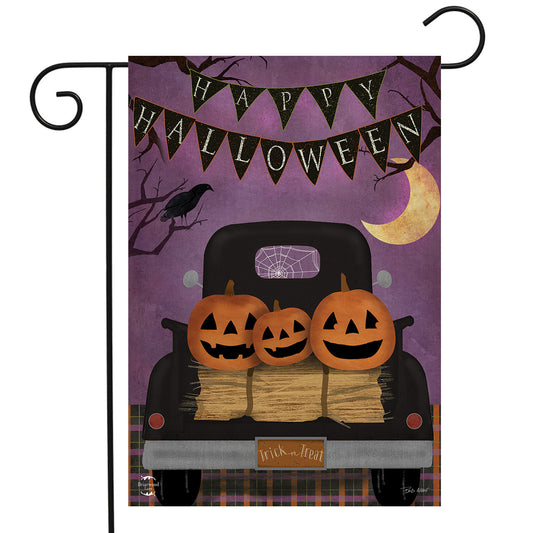 Halloween Truck Garden Flag