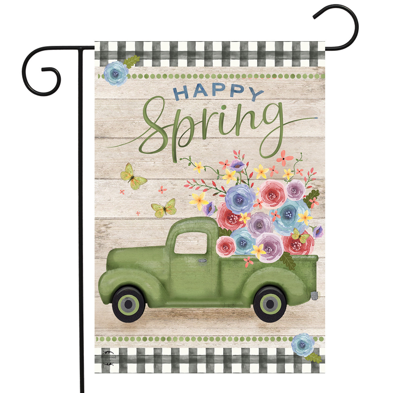 Happy Spring Pick-Up Truck Floral Garden Flag
