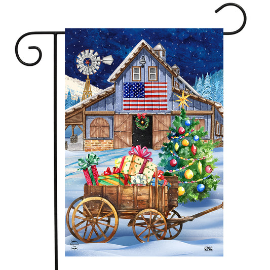 Holiday Barn Garden Flag