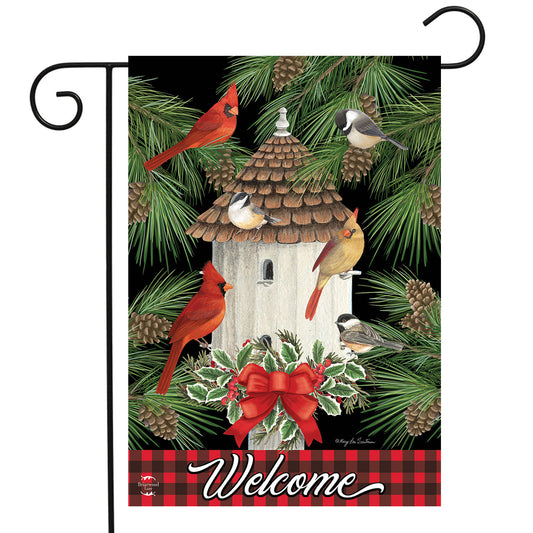 Holiday Bird Gathering Garden Flag