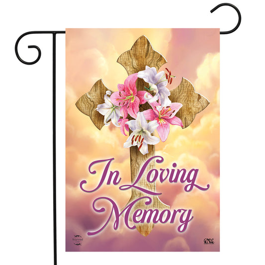 In Loving Memory Cross Garden Flag