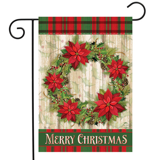 Poinsettia Wreath Garden Flag