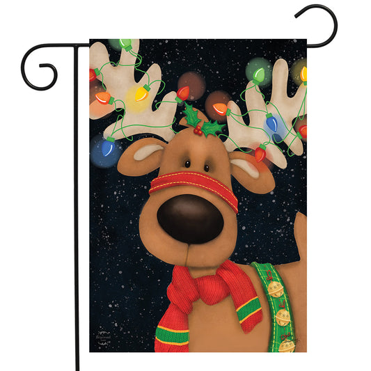 Reindeer in Lights Garden Flag