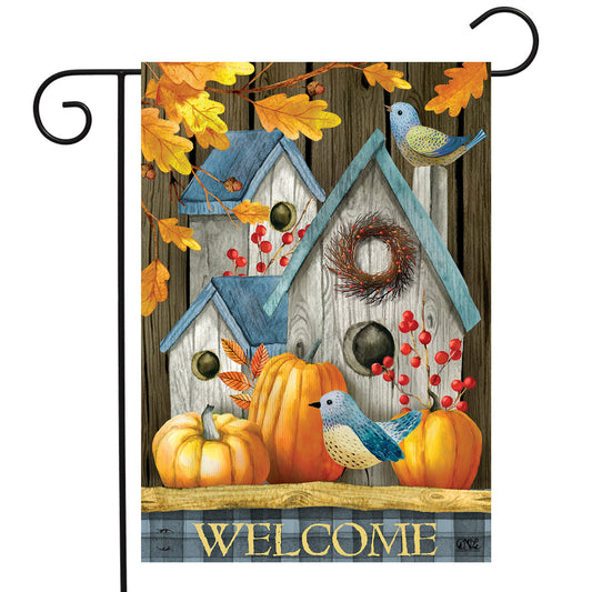 Rustic Fall Birdhouse Garden Flag