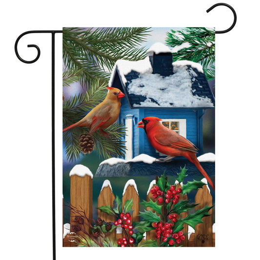 Snow Day Cardinals Garden Flag