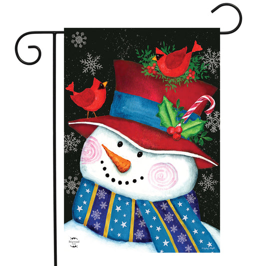 Snowman and Cardinals Garden Flag