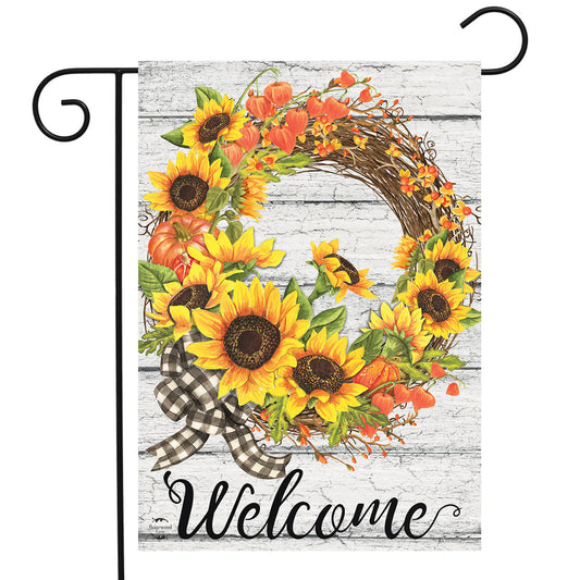 Sunflower Fall Wreath Garden Flag