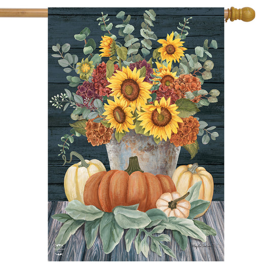 Sunflowers and Hydrangeas House Flag