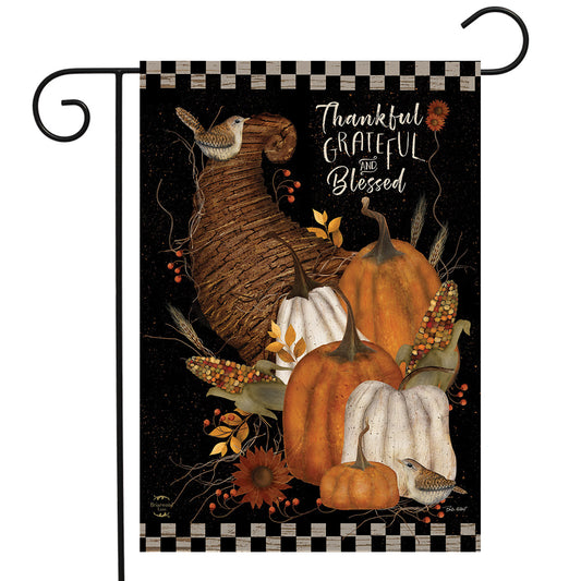 Thankful Grateful Blessed Garden Flag
