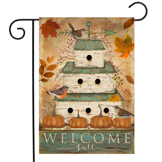 Welcome Fall Birdhouse Garden Flag