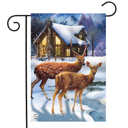 Winter Cabin Garden Flag