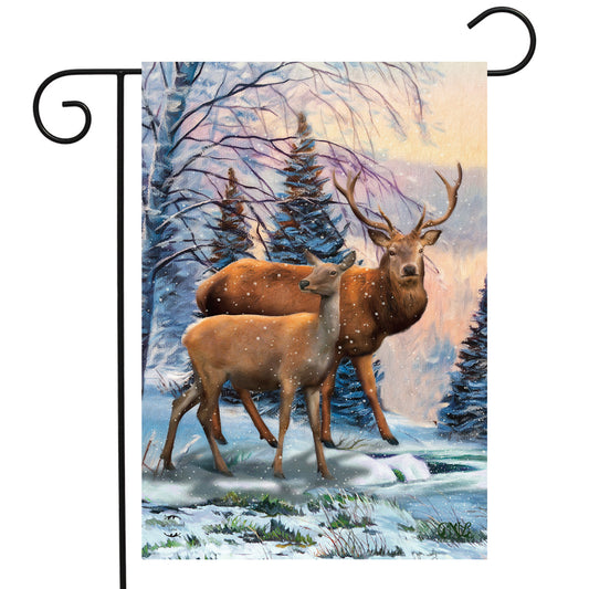 Winter Deer Garden Flag