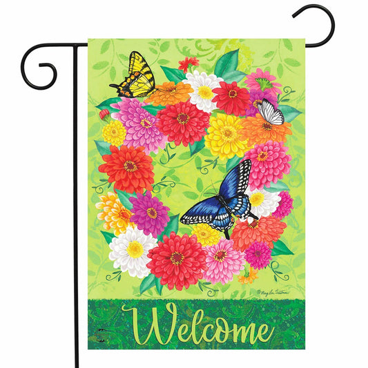 Zinnia Wreath Garden Flag