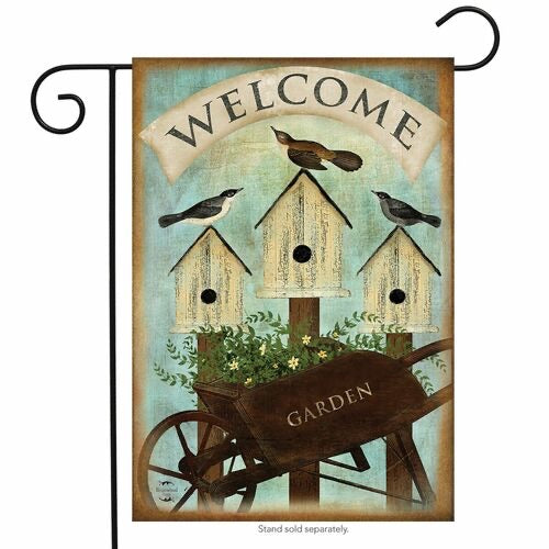 Wheelbarrow Welcome Garden Flag